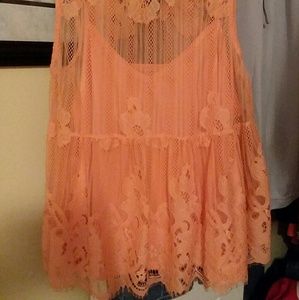 New coral lace tanktop